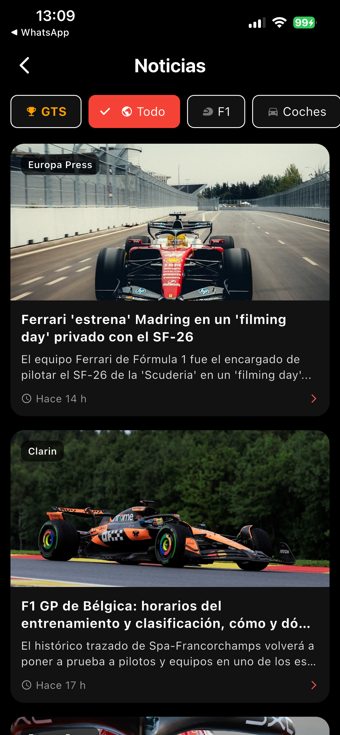 Detalle de un avistamiento de coche en GTSpotters